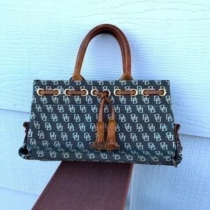 Vintage Dooney and Bourke Signature Grayish Blue and White Vintage Handbag